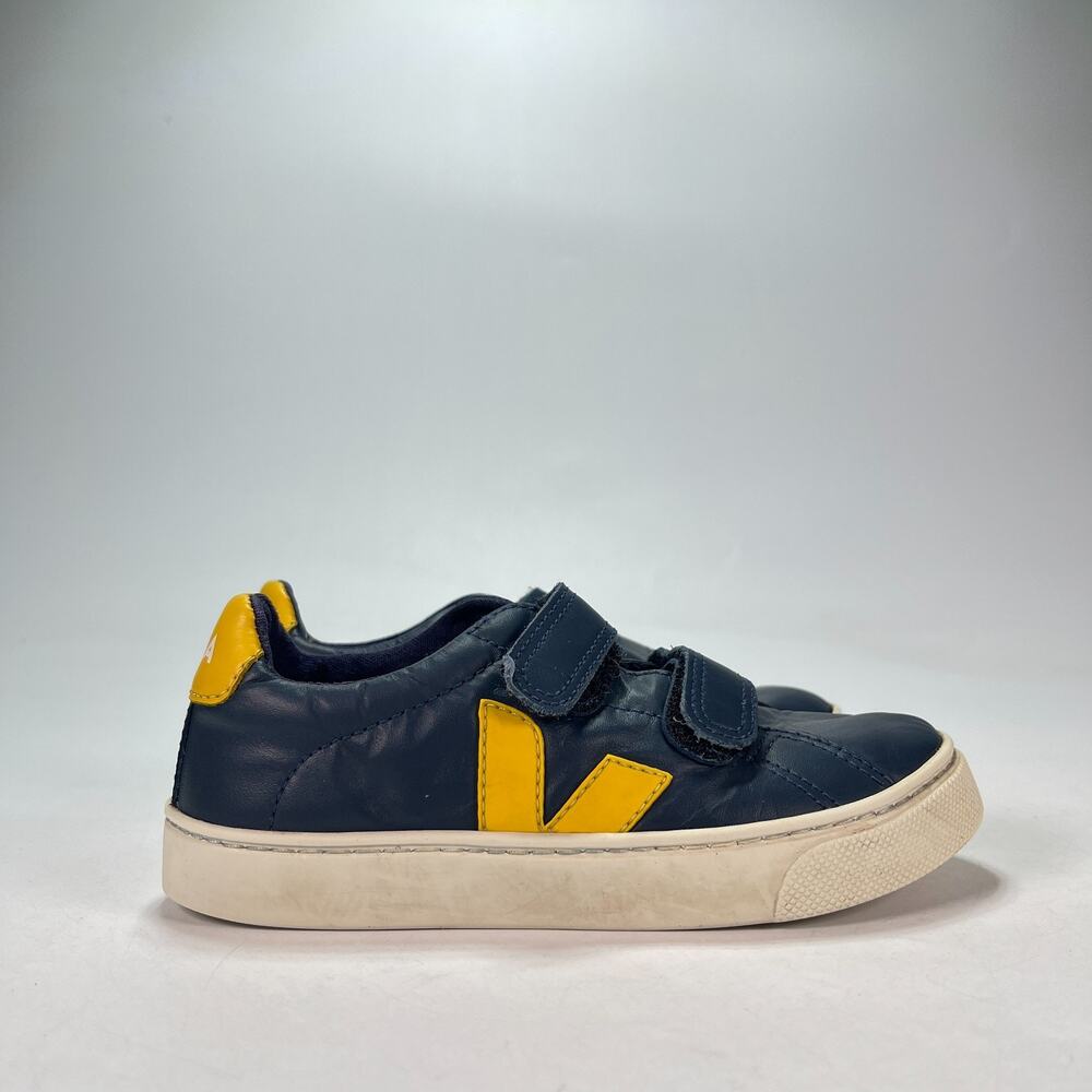 Veja Small Esplar Navy Yellow Hook & Loop Straps Sneakers Kids Size 12.5 Shoes